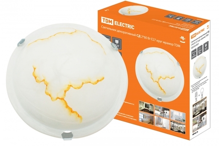 TDM ELECTRIC SQ0358-0022 Светильник декоративный СД 2*60 Вт E27 круг мрамор TDM